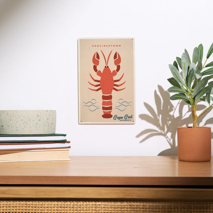 Provincetown, Cape Cod, Massachusetts, Lobster, Simple Color Block, Lantern Press Artwork, Wood Signs and Postcards Wood Lantern Press 