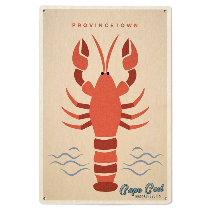 Provincetown, Cape Cod, Massachusetts, Lobster, Simple Color Block, Lantern Press Artwork, Wood Signs and Postcards Wood Lantern Press 