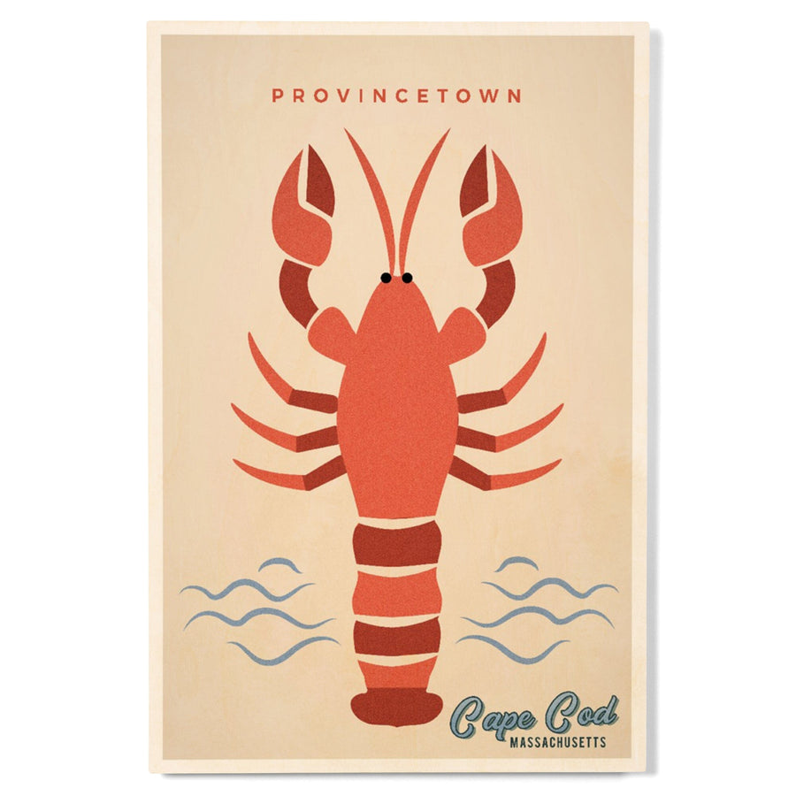 Provincetown, Cape Cod, Massachusetts, Lobster, Simple Color Block, Lantern Press Artwork, Wood Signs and Postcards Wood Lantern Press 