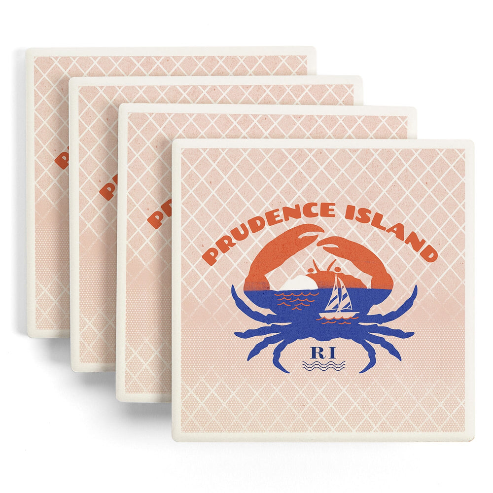 Prudence Island, Rhode Island, Dockside Collection, Crab, Coasters Coasters Lantern Press 