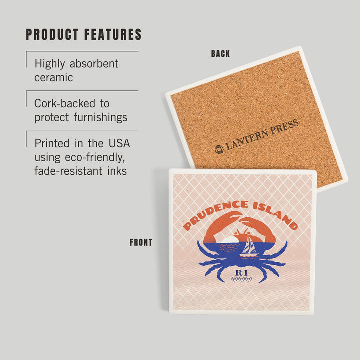 Prudence Island, Rhode Island, Dockside Collection, Crab, Coasters Coasters Lantern Press 