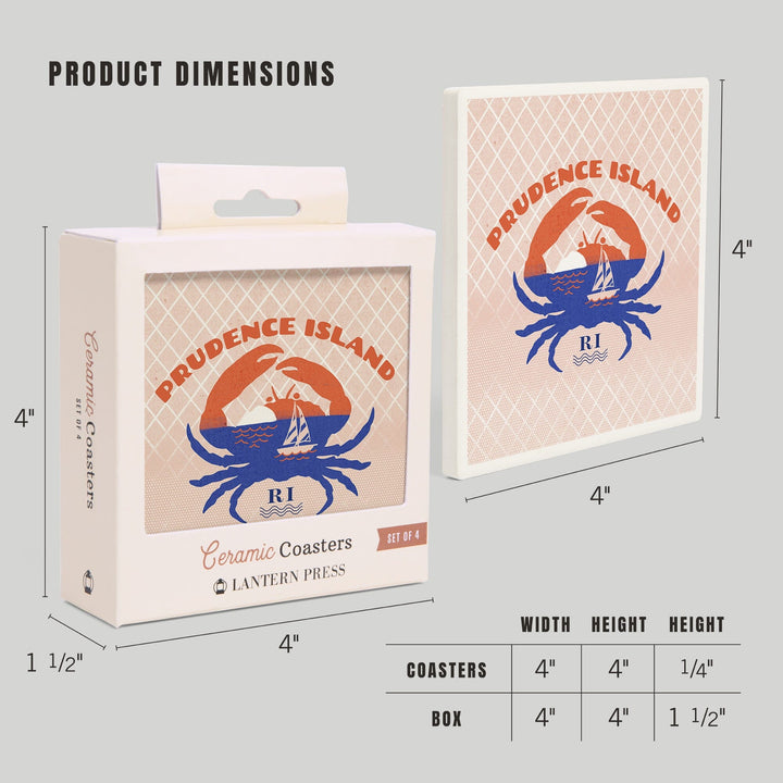 Prudence Island, Rhode Island, Dockside Collection, Crab, Coasters Coasters Lantern Press 