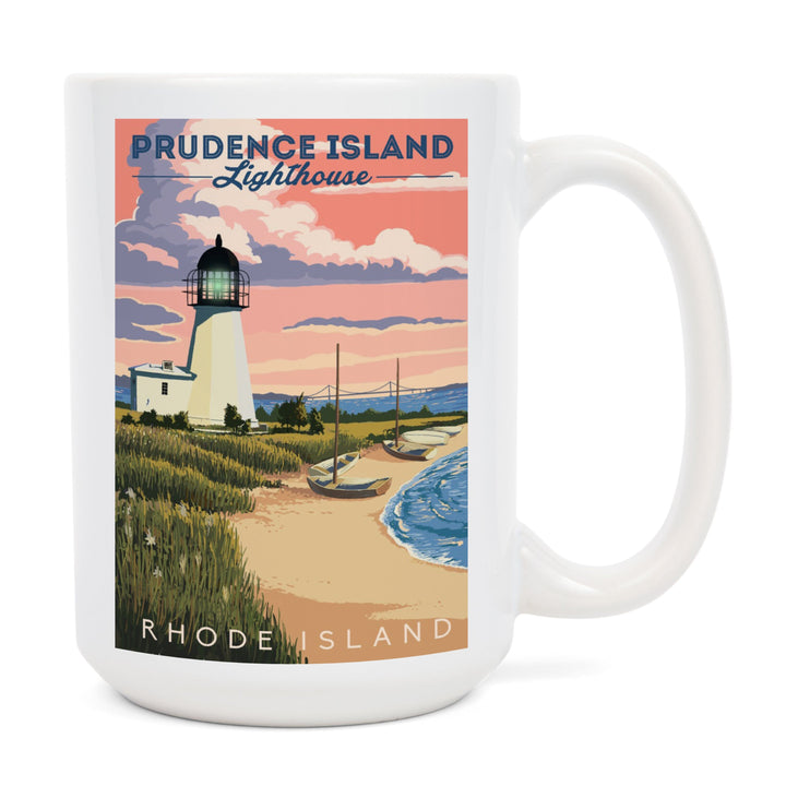 Prudence Island, Rhode Island, Lighthouse, Lantern Press Artwork, Ceramic Mug Mugs Lantern Press 