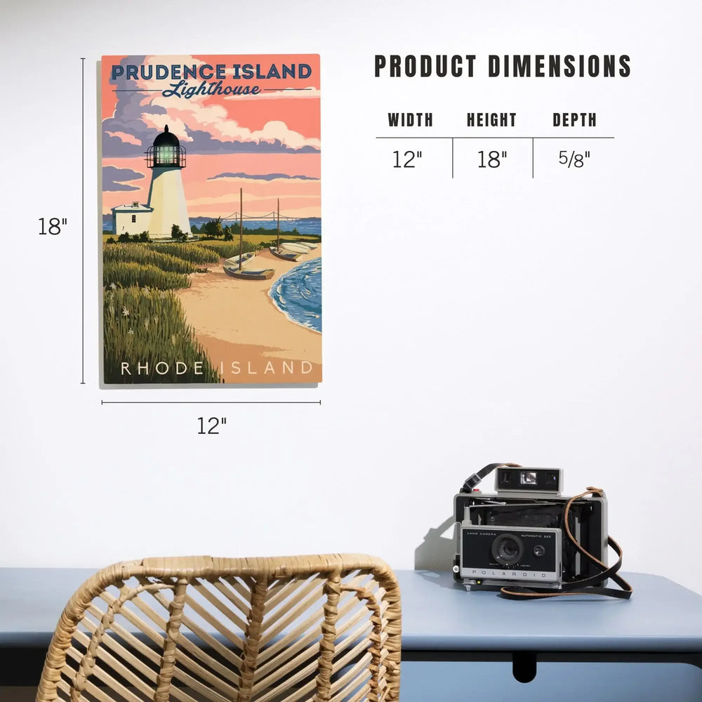 Prudence Island, Rhode Island, Lighthouse, Lantern Press Artwork, Wood Signs and Postcards Wood Lantern Press 