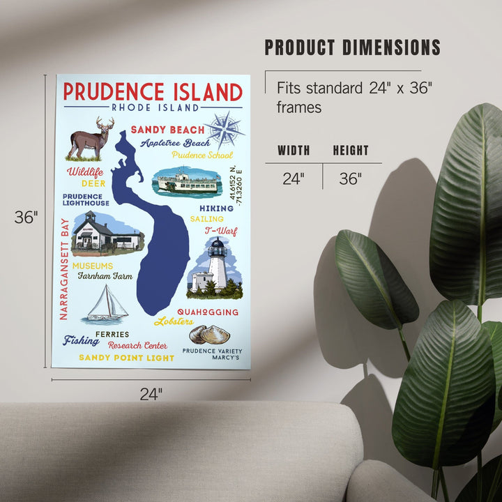 Prudence Island, Rhode Island, Typography and Icons, Art & Giclee Prints Art Lantern Press 