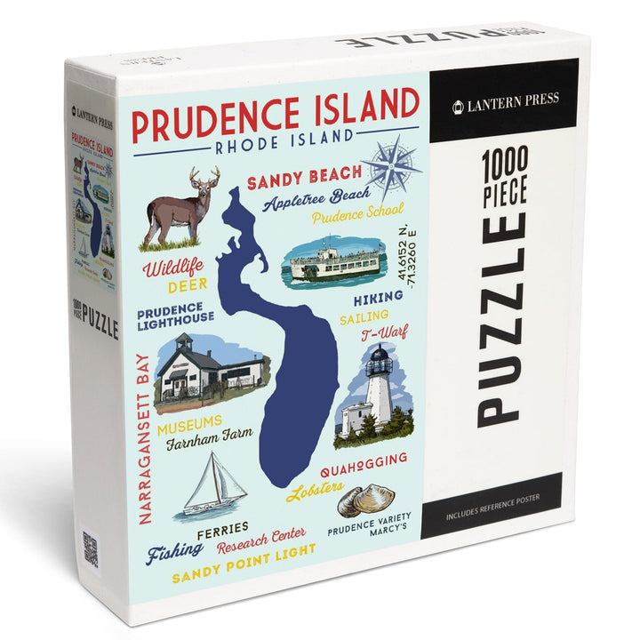 Prudence Island, Rhode Island, Typography and Icons, Jigsaw Puzzle Puzzle Lantern Press 