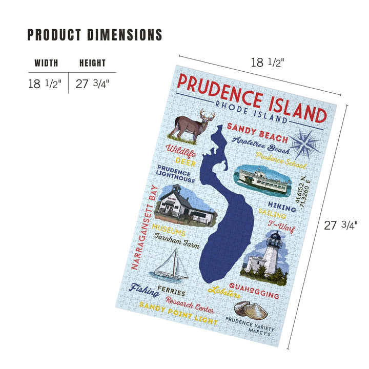 Prudence Island, Rhode Island, Typography and Icons, Jigsaw Puzzle Puzzle Lantern Press 