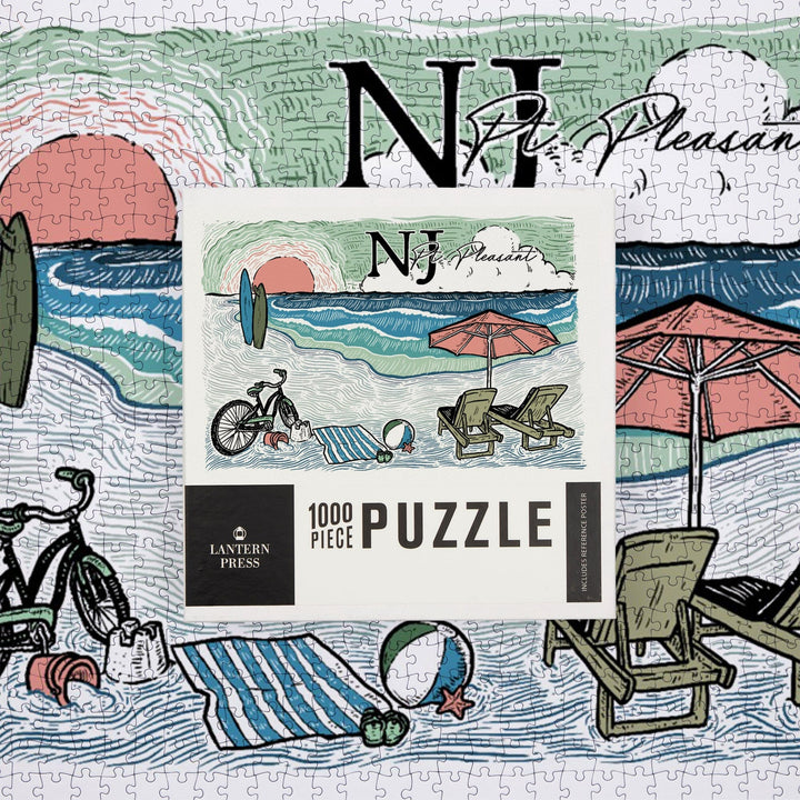 Pt. Pleasant, NJ, Beach Scene, Jigsaw Puzzle Puzzle Lantern Press 