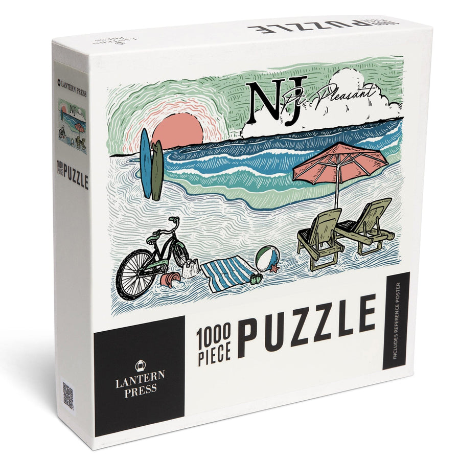 Pt. Pleasant, NJ, Beach Scene, Jigsaw Puzzle Puzzle Lantern Press 