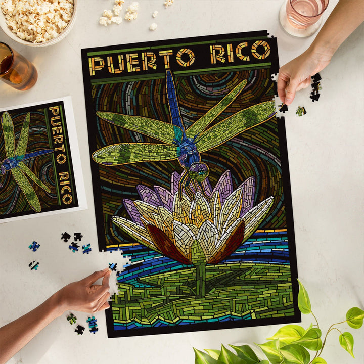 Puerto Rico, Dragonfly Mosaic, Jigsaw Puzzle Puzzle Lantern Press 
