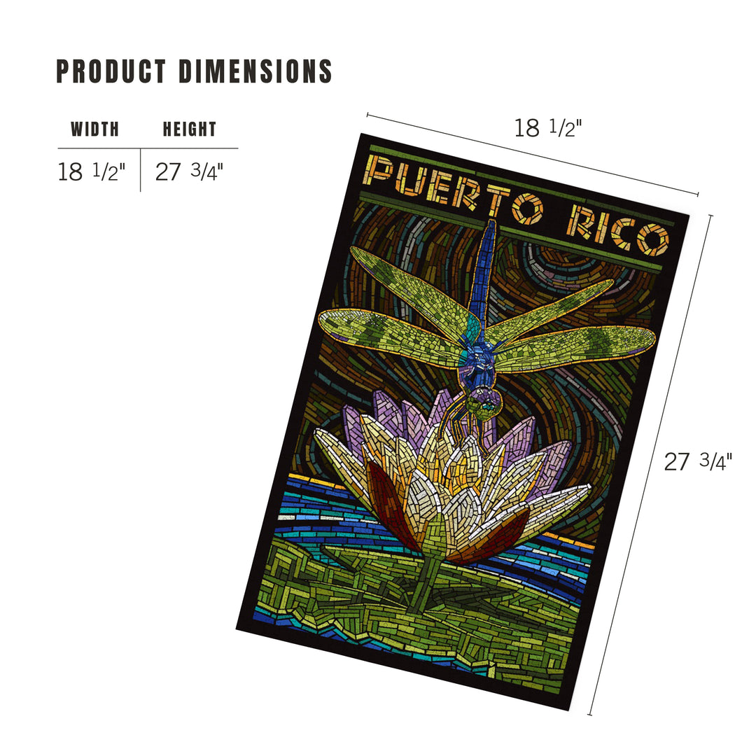 Puerto Rico, Dragonfly Mosaic, Jigsaw Puzzle Puzzle Lantern Press 