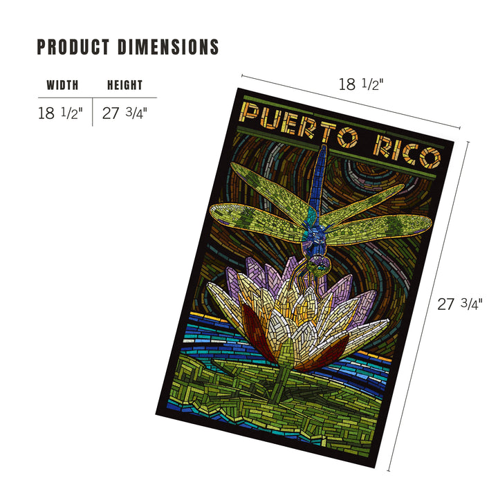 Puerto Rico, Dragonfly Mosaic, Jigsaw Puzzle Puzzle Lantern Press 