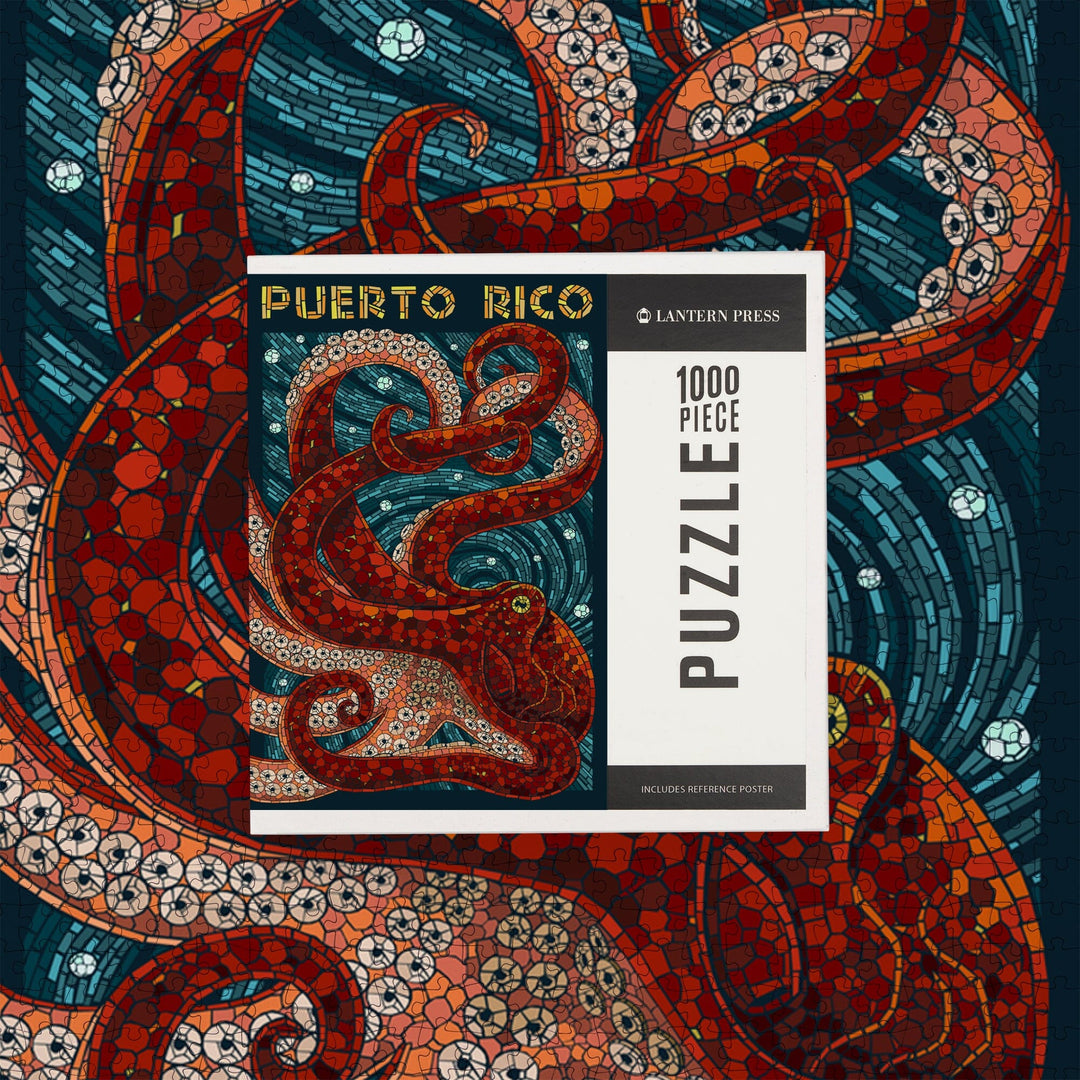 Puerto Rico, Octopus Mosaic, Jigsaw Puzzle Puzzle Lantern Press 