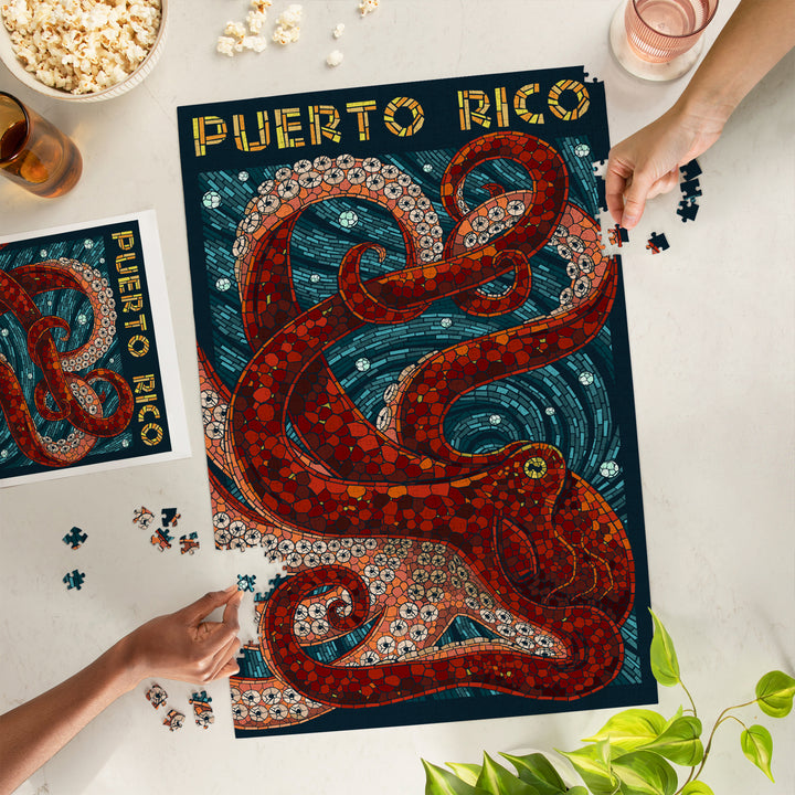 Puerto Rico, Octopus Mosaic, Jigsaw Puzzle Puzzle Lantern Press 