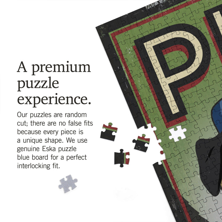 Pug, Retro Plumbing Ad, Jigsaw Puzzle Puzzle Lantern Press 
