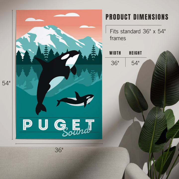 Puget Sound, Orca Whale and Calf, Go Freestyle, Art & Giclee Prints Art Lantern Press 