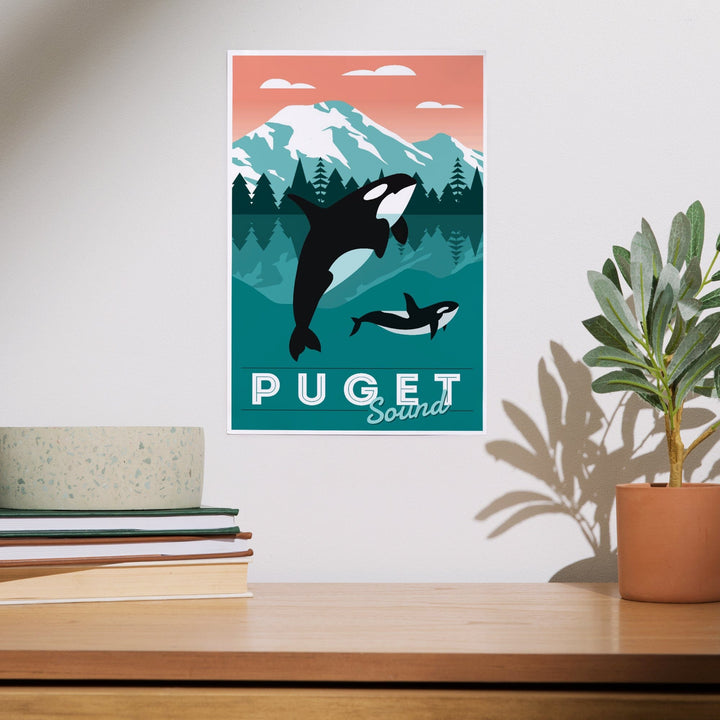 Puget Sound, Orca Whale and Calf, Go Freestyle, Art & Giclee Prints Art Lantern Press 