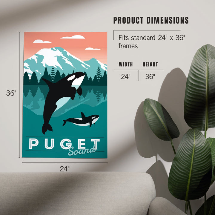 Puget Sound, Orca Whale and Calf, Go Freestyle, Art & Giclee Prints Art Lantern Press 