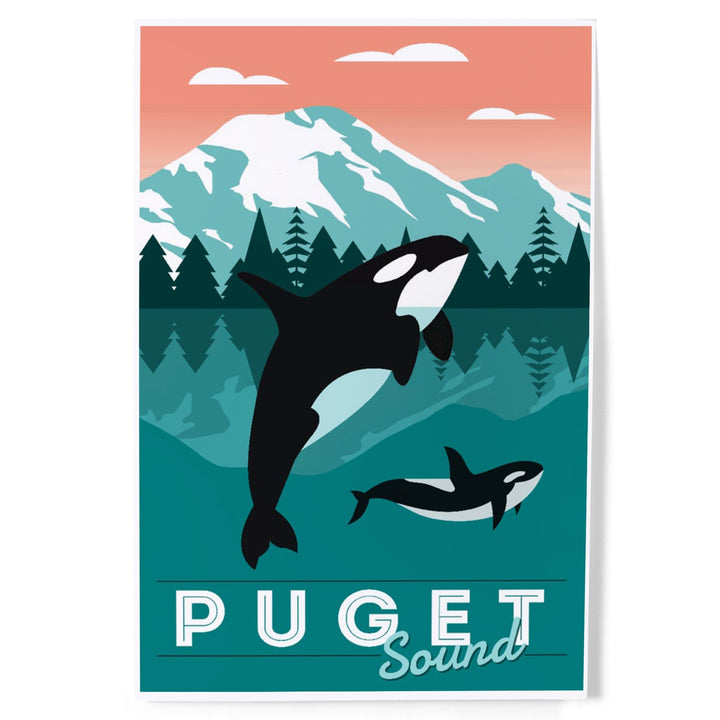 Puget Sound, Orca Whale and Calf, Go Freestyle, Art & Giclee Prints Art Lantern Press 