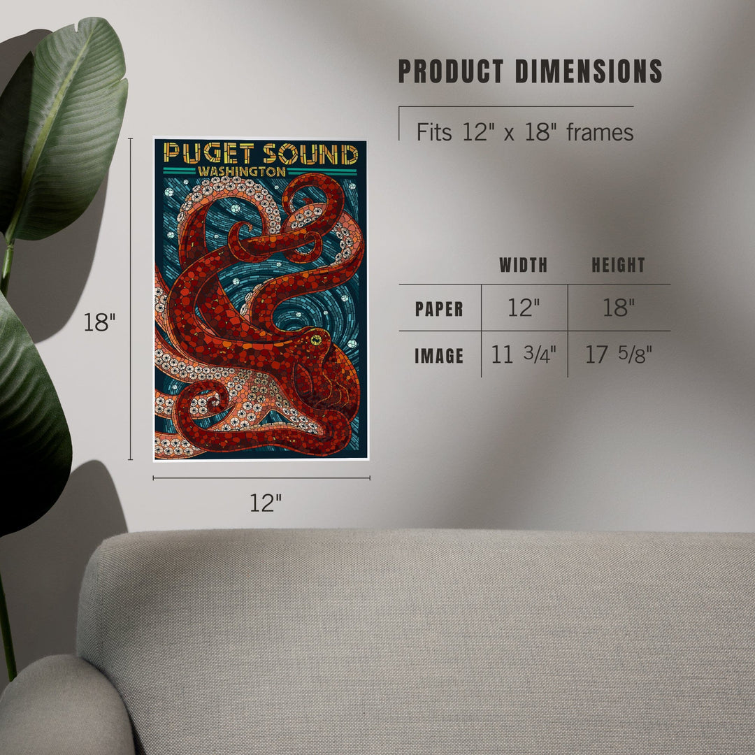 Puget Sound, Washington, Octopus Mosaic, Art & Giclee Prints Art Lantern Press 