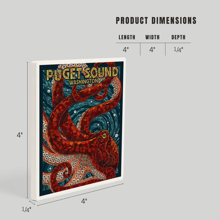 Puget Sound, Washington, Octopus Mosaic, Coasters Coasters Lantern Press 