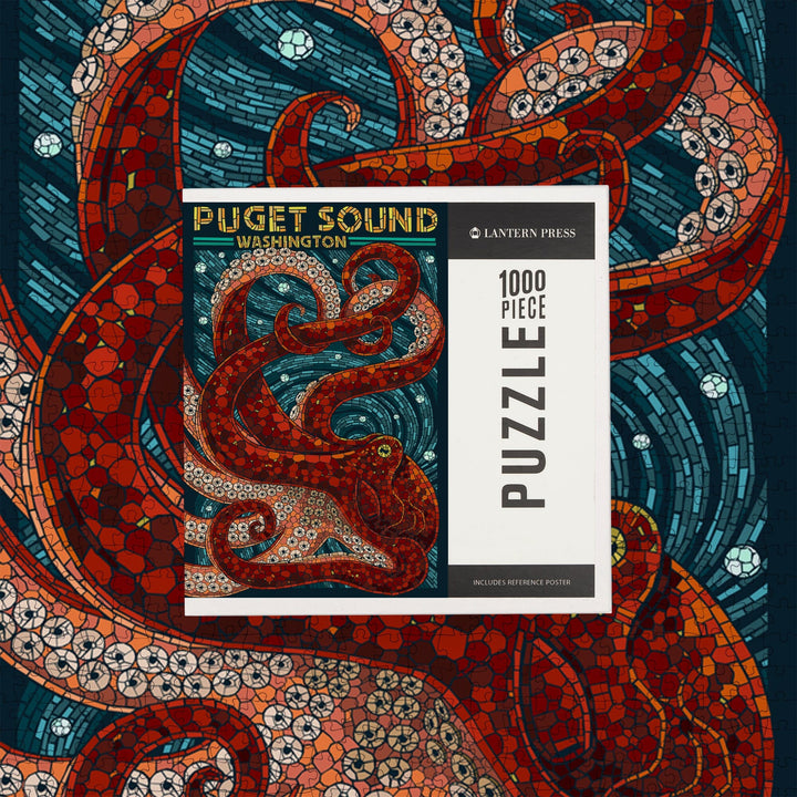 Puget Sound, Washington, Octopus Mosaic, Jigsaw Puzzle Puzzle Lantern Press 