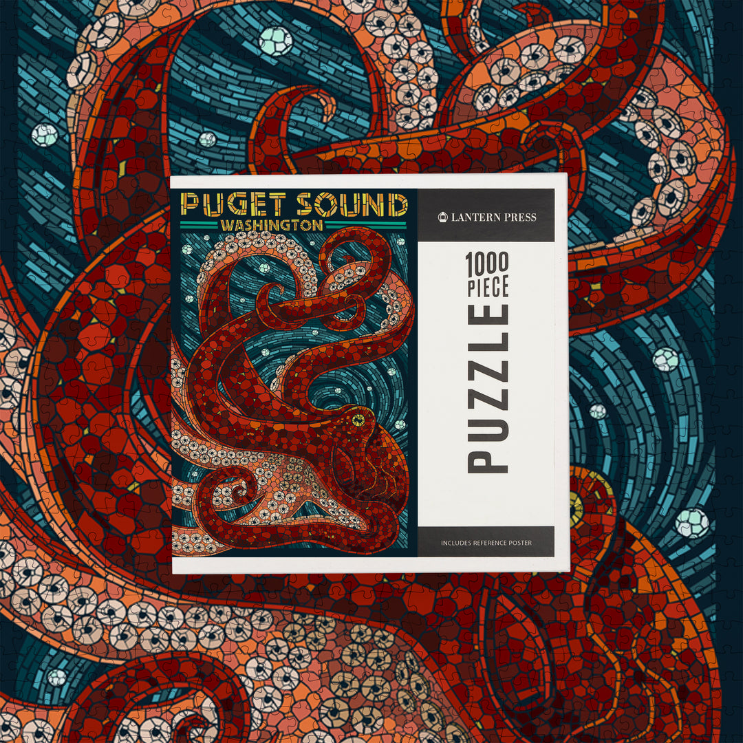 Puget Sound, Washington, Octopus Mosaic, Jigsaw Puzzle Puzzle Lantern Press 