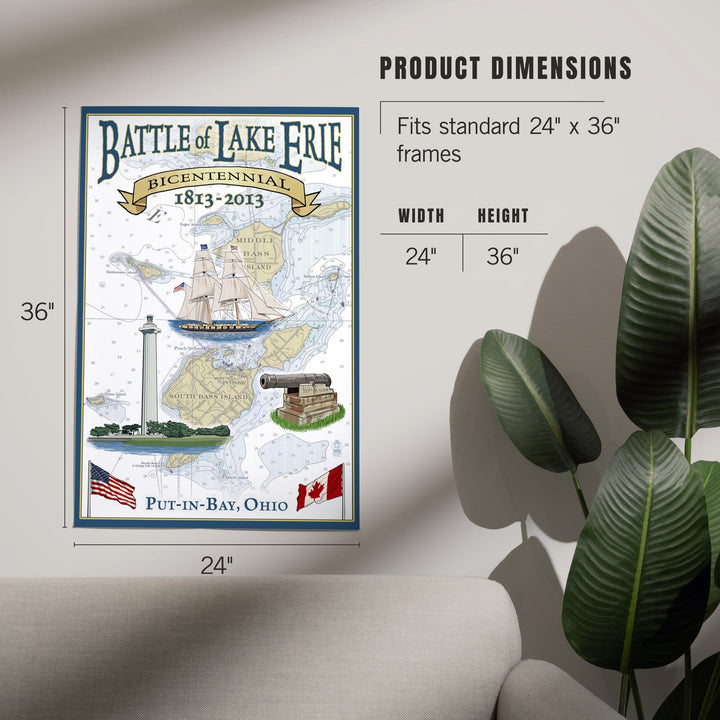 Put-In-Bay, Ohio, Battle of Lake Erie Nautical Chart, Art & Giclee Prints Art Lantern Press 
