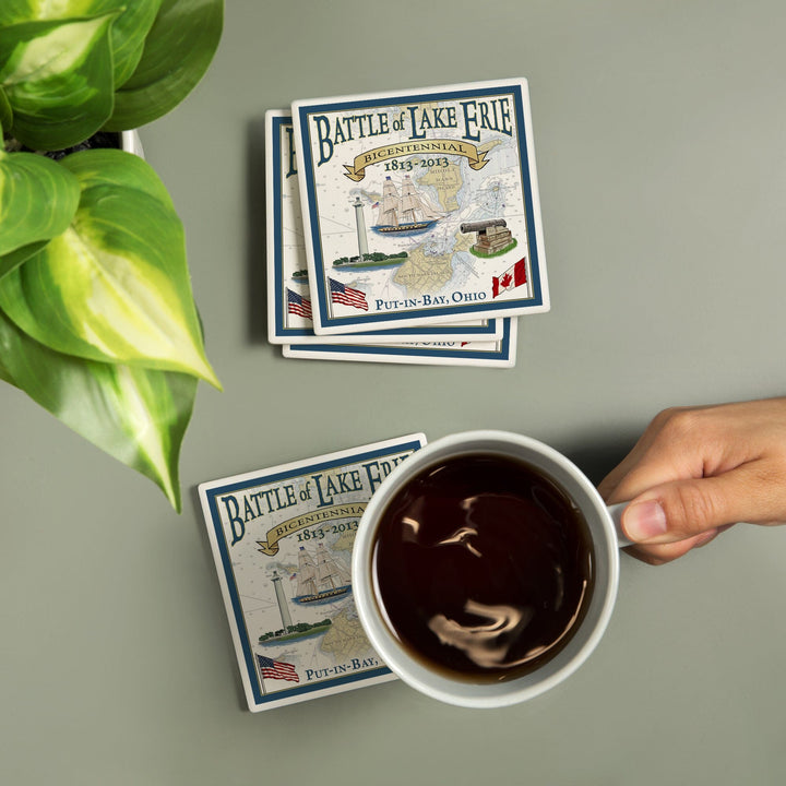 Put-In-Bay, Ohio, Battle of Lake Erie Nautical Chart, Coasters Coasters Lantern Press 