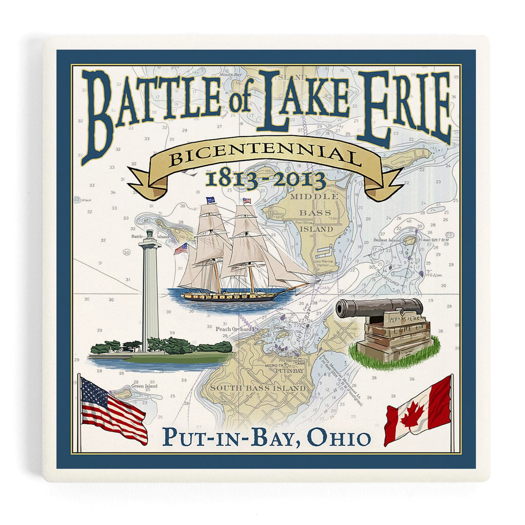 Put-In-Bay, Ohio, Battle of Lake Erie Nautical Chart, Coasters Coasters Lantern Press 