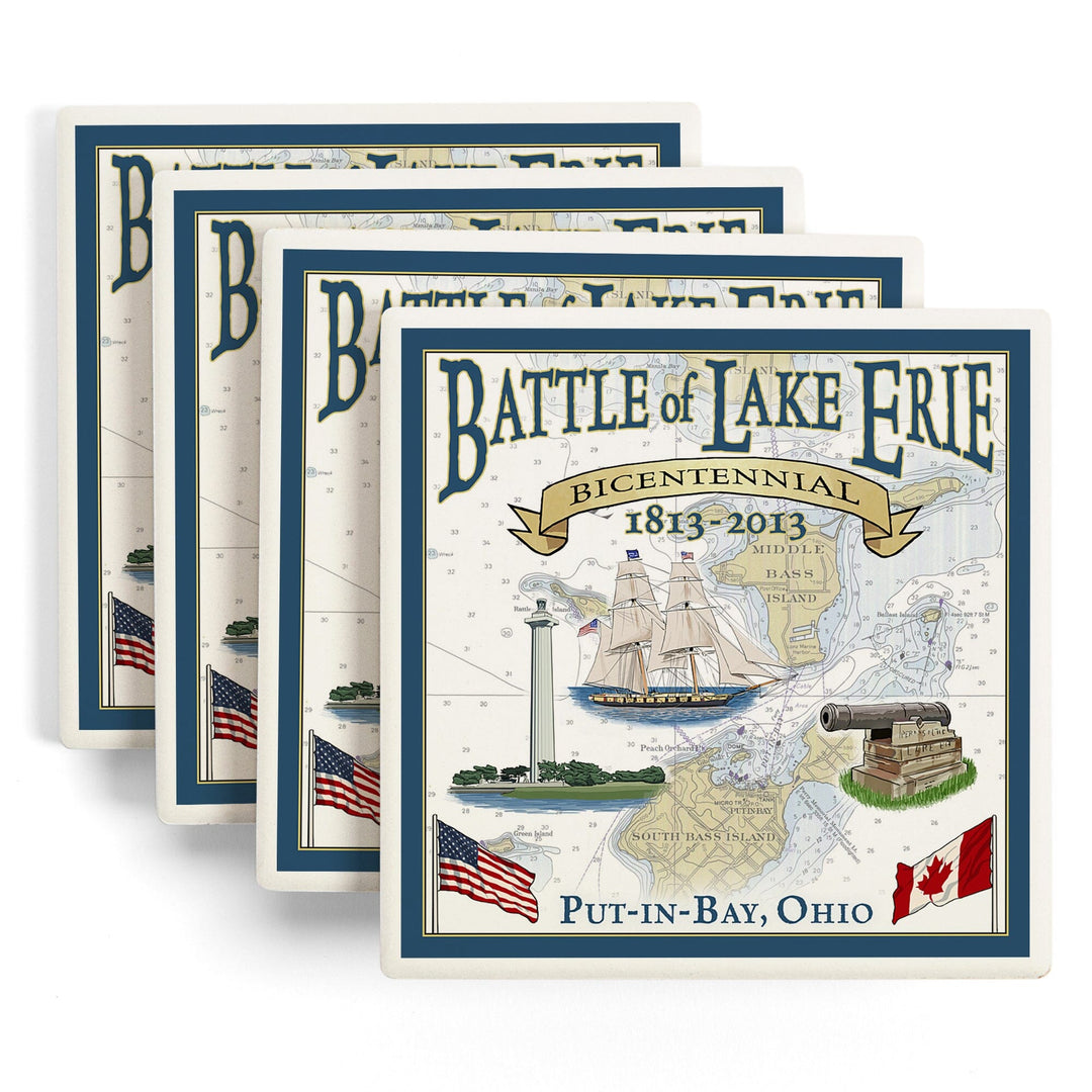 Put-In-Bay, Ohio, Battle of Lake Erie Nautical Chart, Coasters Coasters Lantern Press 