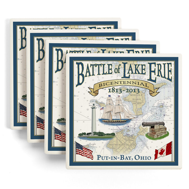 Put-In-Bay, Ohio, Battle of Lake Erie Nautical Chart, Coasters Coasters Lantern Press 