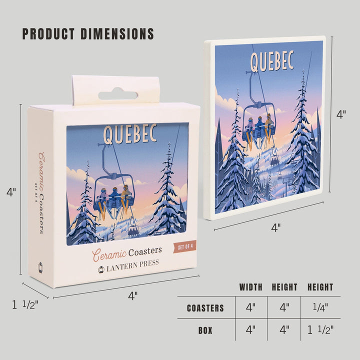 Quebec, Chill on the Uphill, Ski Lift, Coasters Coasters Lantern Press 