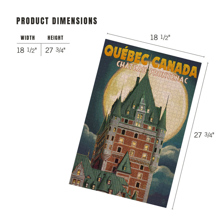 Quebec City, Canada, Chateau Frontenac and Full Moon, Jigsaw Puzzle Puzzle Lantern Press 