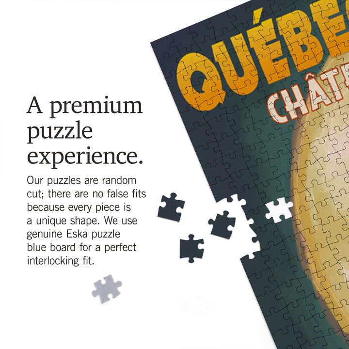 Quebec City, Canada, Chateau Frontenac and Full Moon, Jigsaw Puzzle Puzzle Lantern Press 