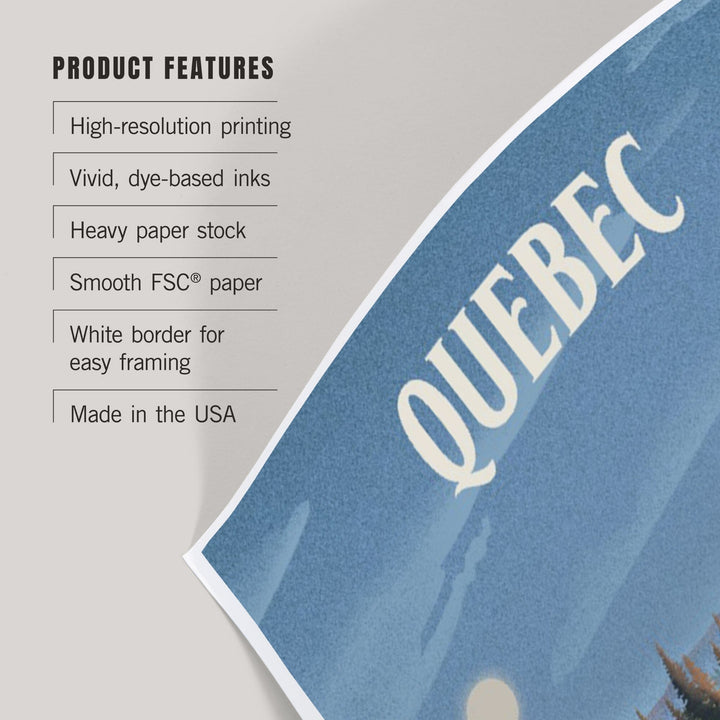 Quebec, Lithograph, Reflection Pond and Bull Moose, Art & Giclee Prints Art Lantern Press 