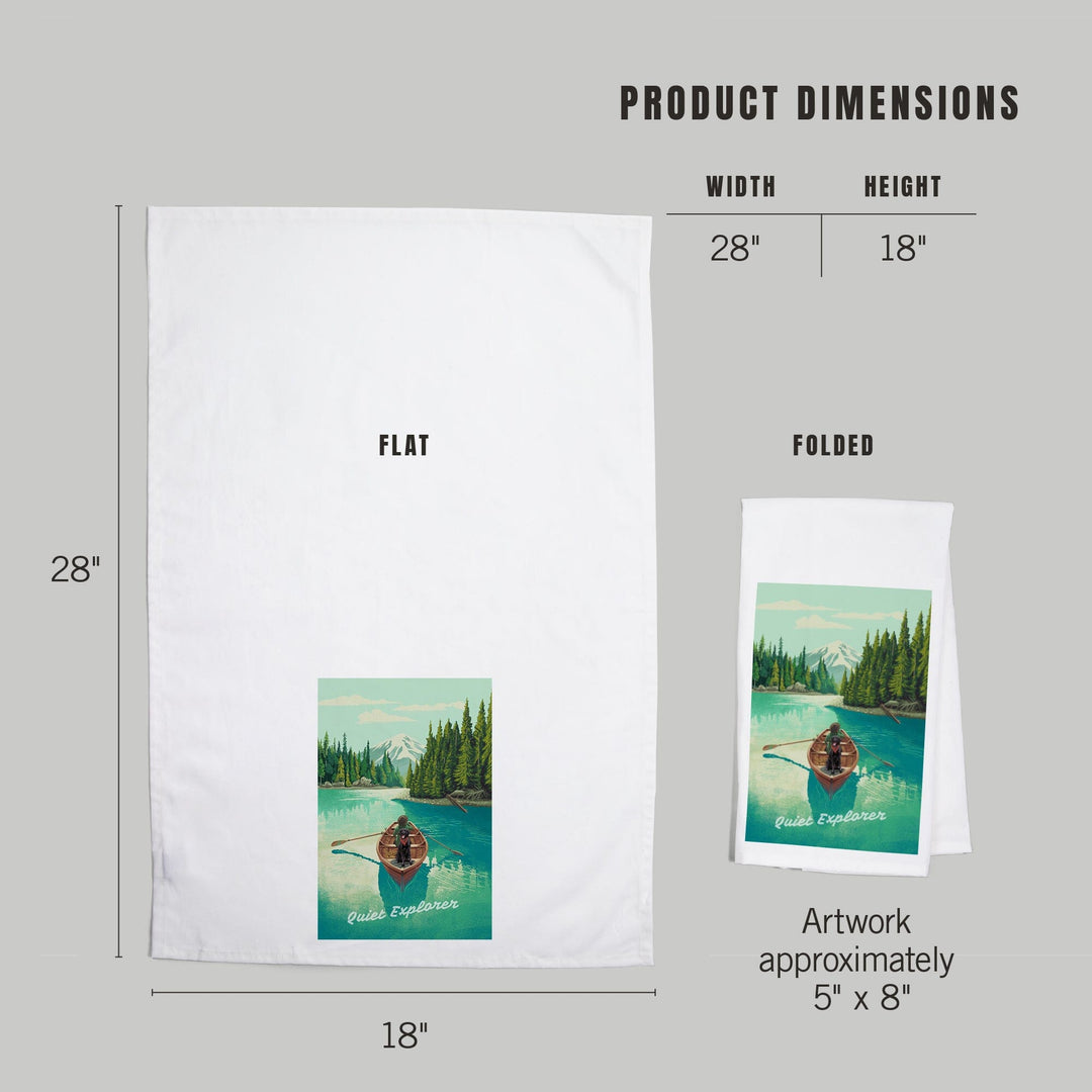 Quiet Explorer, Boating, Mountain, Organic Cotton Kitchen Tea Towels Kitchen Lantern Press 