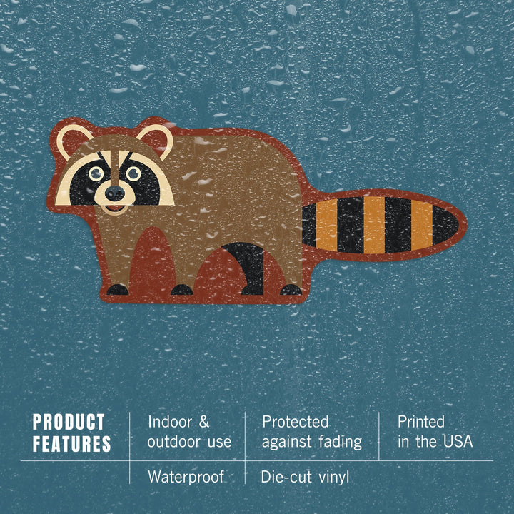 Raccoon, Geometric, Contour, Vinyl Sticker Sticker Lantern Press 