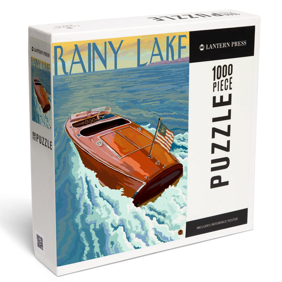 Rainy Lake, Ontario, Canada, Wooden Boat, Jigsaw Puzzle Puzzle Lantern Press 