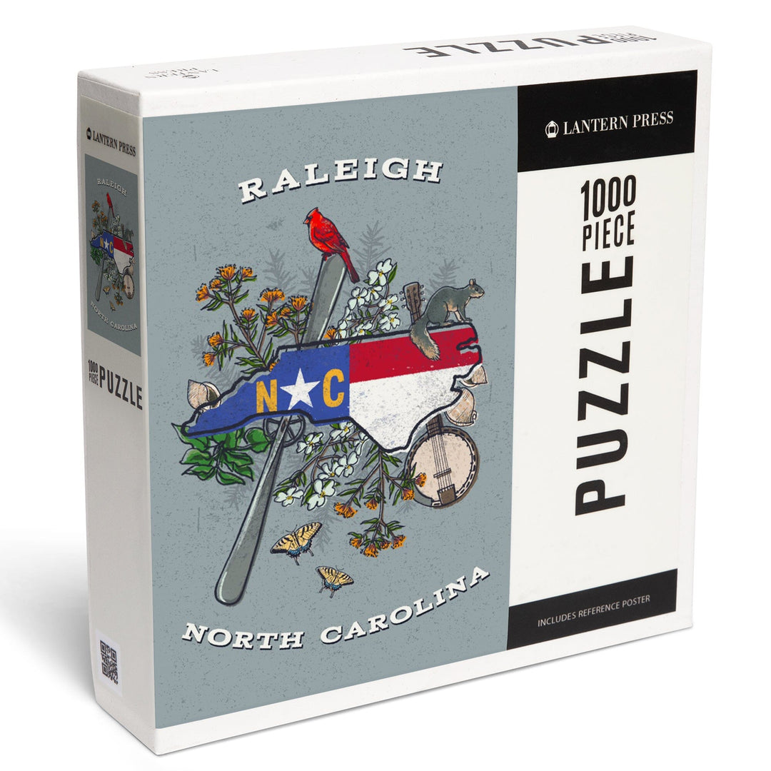 Raleigh, North Carolina, State Treasure Trove, Jigsaw Puzzle Puzzle Lantern Press 