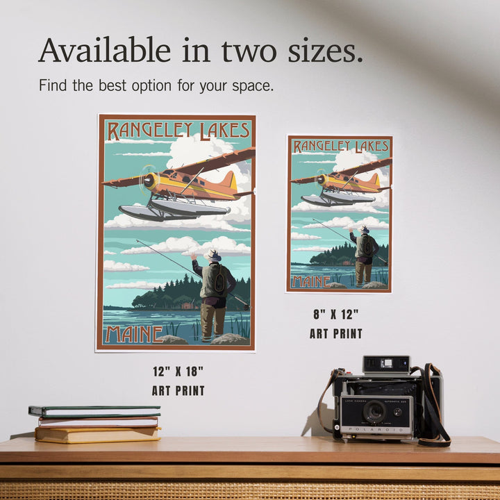 Rangeley Lakes, Maine, Float Plane and Fisherman, Art & Giclee Prints Art Lantern Press 