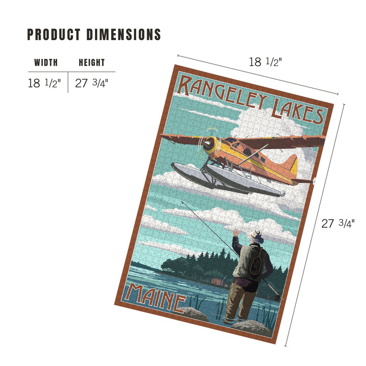 Rangeley Lakes, Maine, Float Plane and Fisherman, Jigsaw Puzzle Puzzle Lantern Press 