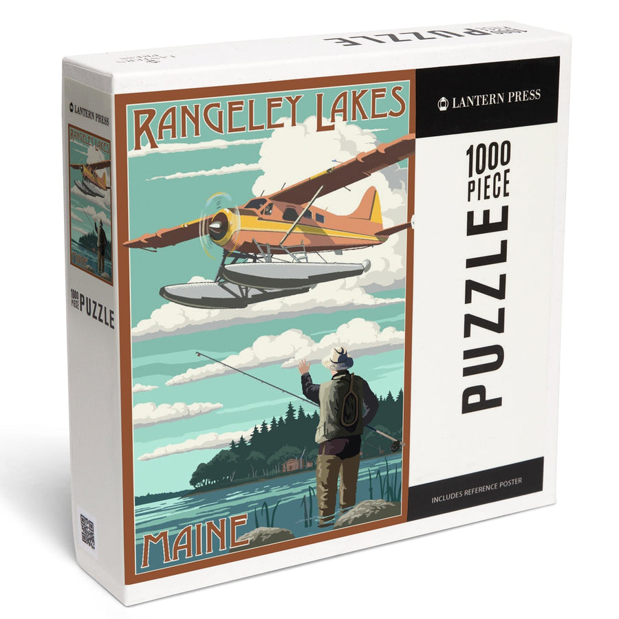 Rangeley Lakes, Maine, Float Plane and Fisherman, Jigsaw Puzzle Puzzle Lantern Press 