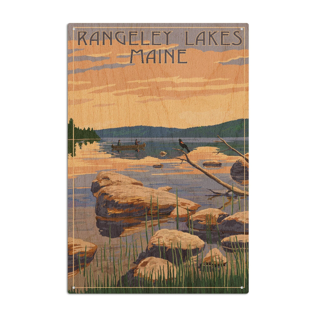 Rangeley Lakes, Maine, Lake Sunrise Scene, Lantern Press Artwork, Wood Signs and Postcards Wood Lantern Press 10 x 15 Wood Sign 