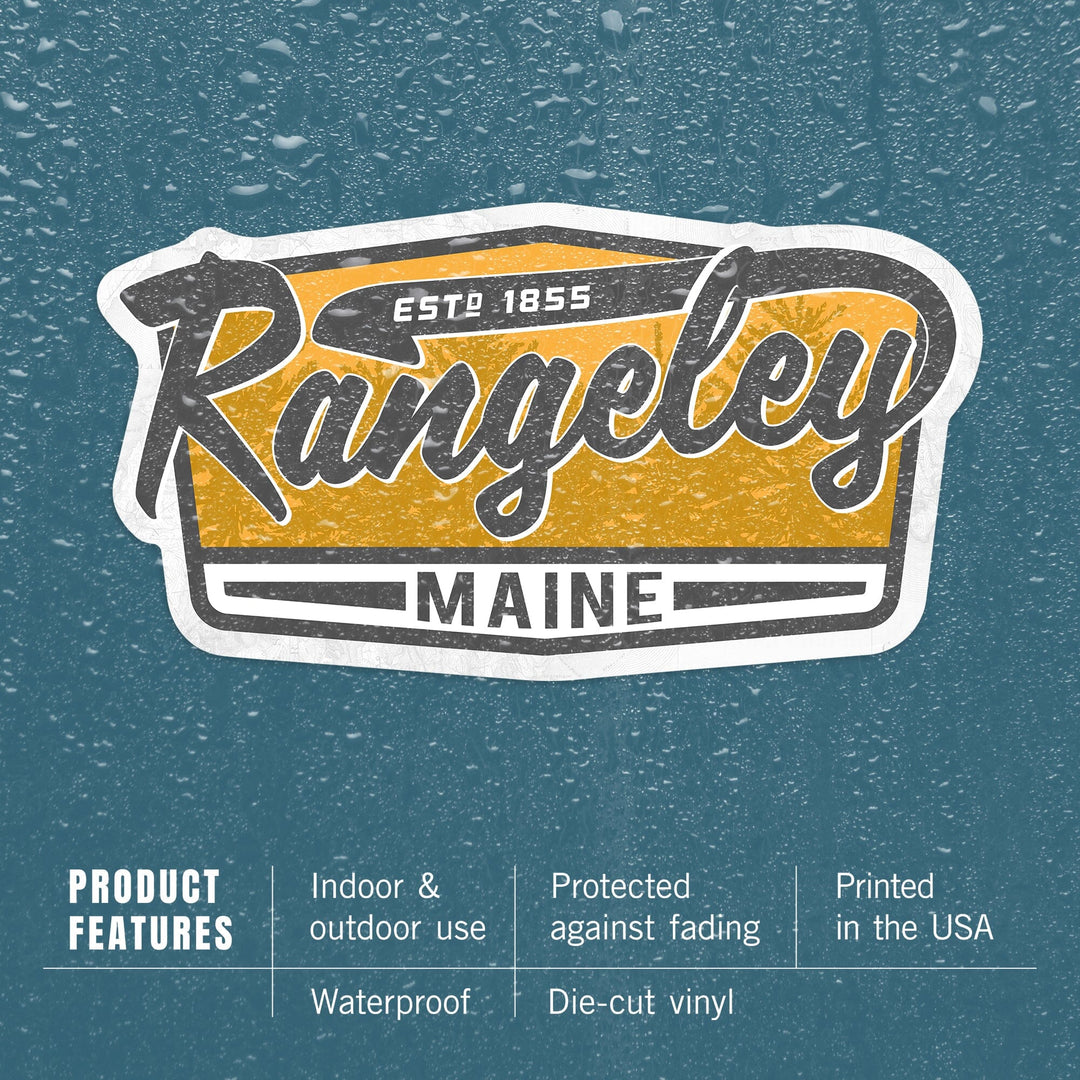 Rangeley, Maine, Badge & Vintage Map, Contour, Lantern Press Artwork, Vinyl Sticker Sticker Lantern Press 