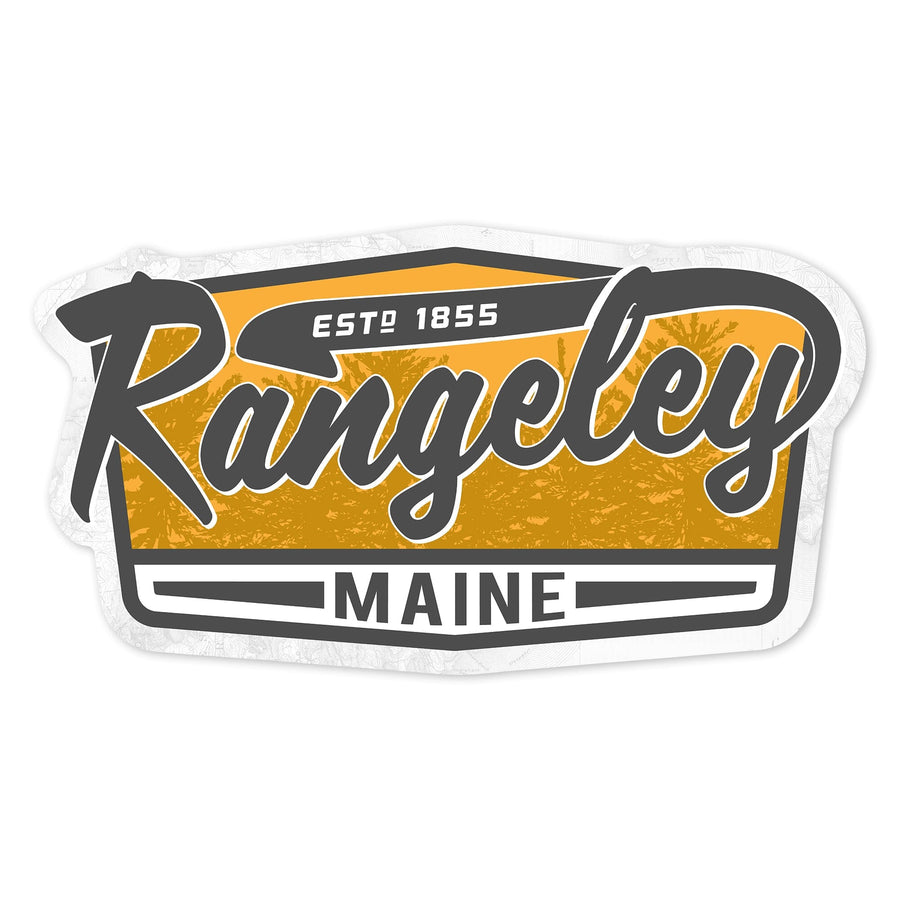 Rangeley, Maine, Badge & Vintage Map, Contour, Lantern Press Artwork, Vinyl Sticker Sticker Lantern Press 