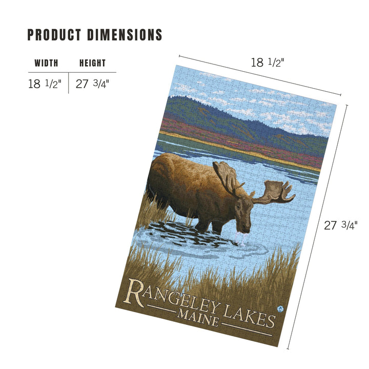 Rangeley, Maine, Moose Drinking at Lake, Jigsaw Puzzle Puzzle Lantern Press 