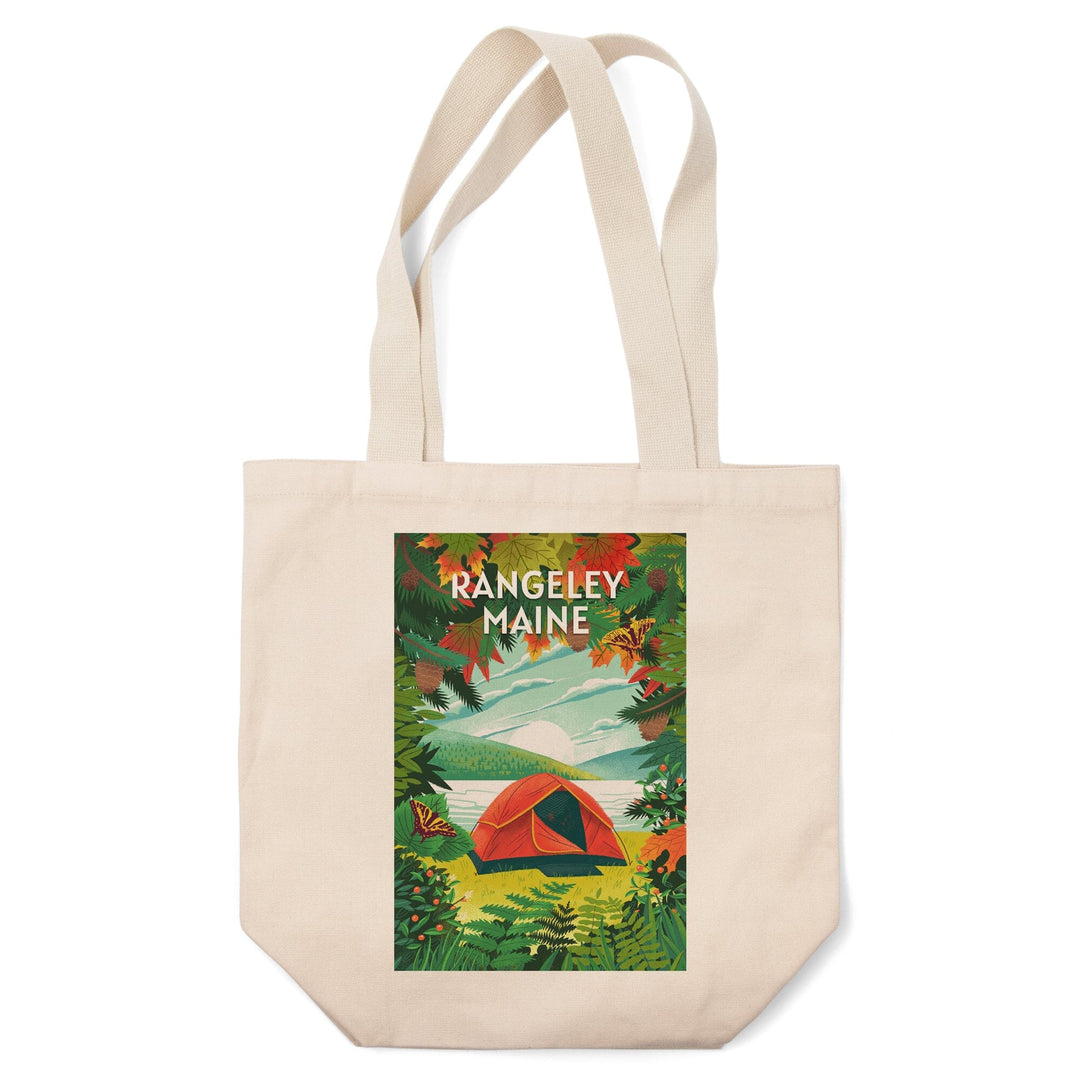 Rangeley, Maine, Peek That View, Tent Camping, Fall Colors, Tote Bag Totes Lantern Press 