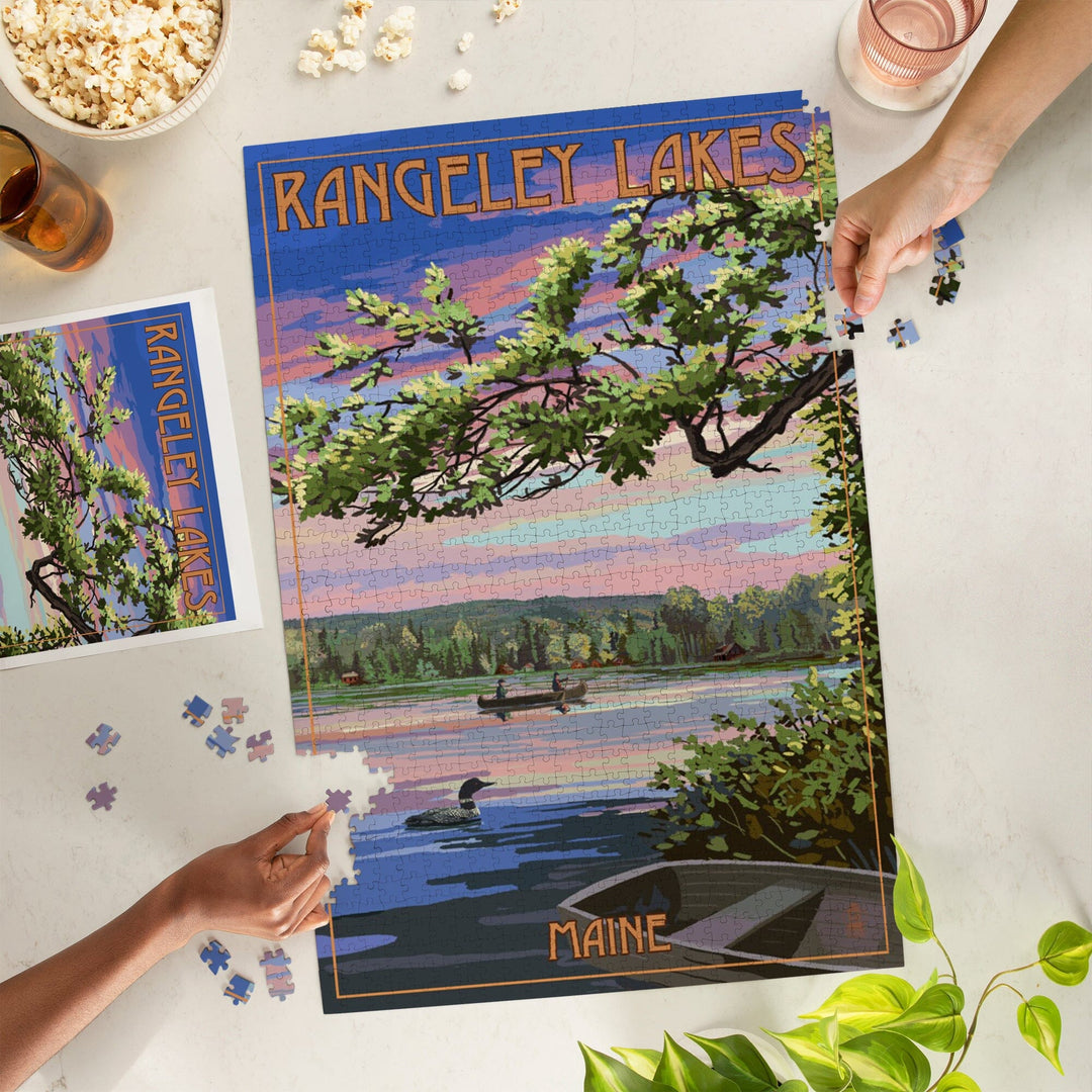 Rangeley, Maine, Summer Lake Sunset Scene, Jigsaw Puzzle Puzzle Lantern Press 