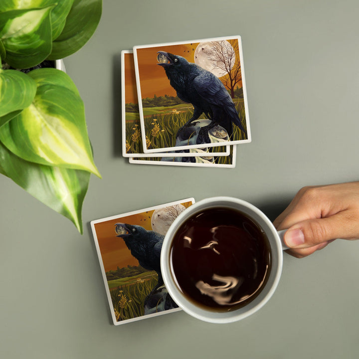 Raven and Skull, Coasters Coasters Lantern Press 
